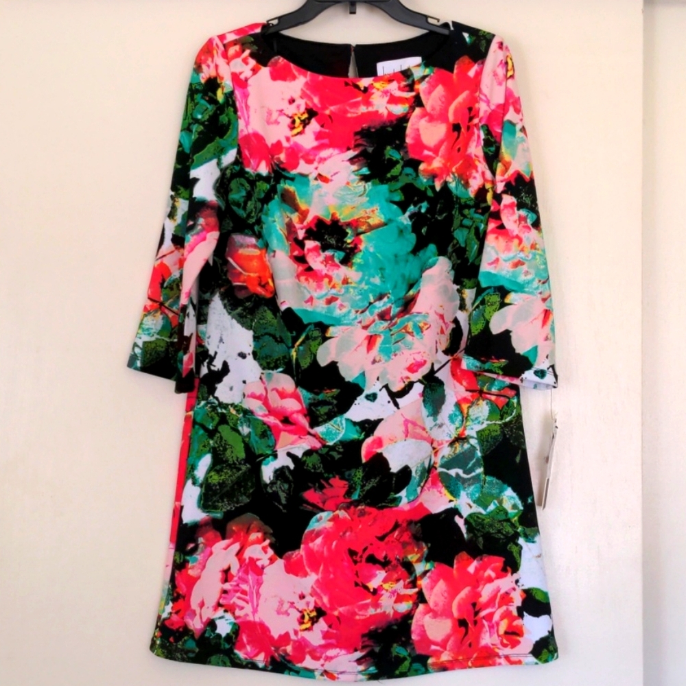 Nicole Miller Floral 3/4 Sleeve Sheath Dress